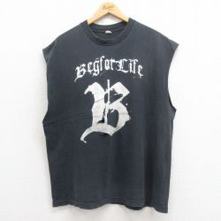 XL★古着 ロック バンド ノースリーブ Tシャツ メンズ BegforLife コットン クルーネック 黒 ブラック 25aug18 中古