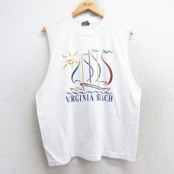【50%OFF】L★古着 フルーツオブザルーム ノースリーブ ビンテージ Tシャツ メンズ 90年代 90s バージニアビーチ クルーネック USA製 白 ホワイト 25aug18 中古