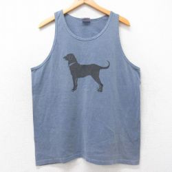 XL★古着 The Black Dog ビンテージ タンクトップ メンズ 90年代 90s 犬 コットン クルーネック 薄紺 ネイビー 25aug20 中古