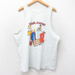 XL★古着 フルーツオブザルーム ビンテージ タンクトップ メンズ 90年代 90s NUTS ON WHEELS クルーネック USA製 薄グレー 霜降り 25aug20 中古