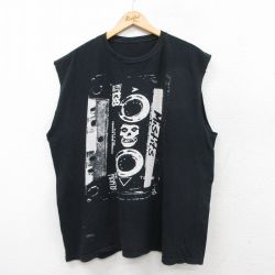 XL★古着 ノースリーブ ロック バンド Tシャツ メンズ ミスフィッツ 大きいサイズ クルーネック 黒 ブラック 25aug22 中古