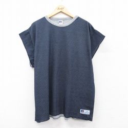 【20%OFF】XL★古着 ラッセル ノースリーブ ビンテージ Tシャツ メンズ 00年代 00s 無地 大きいサイズ クルーネック 紺 ネイビー 【spe】 25aug23 中古