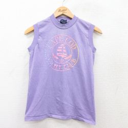 S★古着 ノースリーブ ビンテージ Tシャツ メンズ 80年代 80s ケープコッド ヨット クルーネック USA製 薄紫 パープル 25aug23 中古
