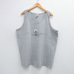 【20%OFF】XL★古着 ビンテージ タンクトップ メンズ 00年代 00s ヨット セントトーマス 大きいサイズ クルーネック グレー 霜降り 25aug23 中古