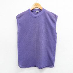 M★古着 ノースリーブ ビンテージ Tシャツ メンズ 90年代 90s 無地 メッシュ クルーネック USA製 紫 パープル 25aug25 中古