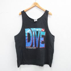 XL★古着 ヘインズ Hanes ビンテージ タンクトップ メンズ 00年代 00s DIVE コットン クルーネック 黒 ブラック 25aug25 中古