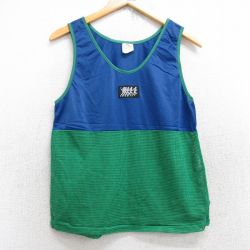 M★古着 ビンテージ タンクトップ メンズ 80年代 80s マラソン ツートンカラー メッシュ地 クルーネック 紺他 ネイビー 25aug25 中古