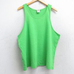 XL★古着 ジャージーズ ビンテージ タンクトップ メンズ 90年代 90s 無地 コットン クルーネック USA製 黄緑 25aug28 中古