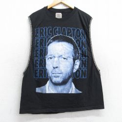 【50%OFF】L★古着 ノースリーブ FURST CF KIND ビンテージ ロック バンド Tシャツ タンクトップ メンズ 90年代 90s エリッククラプトン クルーネック 黒 ブラック 【spe】 25aug28 中古