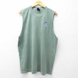 XL★古着 ノースリーブ ビンテージ Tシャツ メンズ 00年代 00s MEXICO BEACH コットン クルーネック 薄緑 26mar27