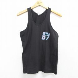 S★古着 ビンテージ タンクトップ メンズ 90年代 90s ARUBA 87 コットン クルーネック 黒 26may02