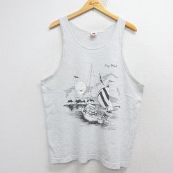 XL★古着 フルーツオブザルーム ビンテージ タンクトップ メンズ 90年代 90s 船 クルーネック USA製 薄グレー 霜降り 26may02