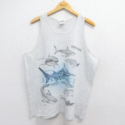 90s タンクトップ サメ グレー XL | 古着