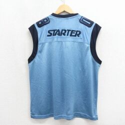 XL★古着 スターター ビンテージ タンクトップ メンズ 00年代 00s ビッグロゴ 刺繍 メッシュ地 Vネック ライトブルー【spe】 26may26