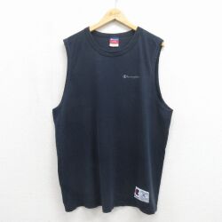 チャンピオン 00s ノースリーブTシャツ ワンポイントロゴ ネイビー XL | 古着