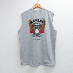 ハーレーダビッドソン ノースリーブTシャツ ビッグロゴ グレー XL | 古着