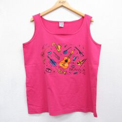 90s タンクトップ バイオリン ピンク XL | 古着
