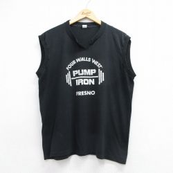 90s ノースリーブTシャツ PUMP IRON ブラック メンズL相当 | 古着