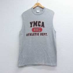 00s ノースリーブTシャツ YMCAカレッジ グレー メンズL相当 | 古着