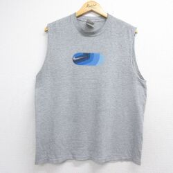 ナイキ 00s ノースリーブTシャツ ワンポイントロゴ グレー メンズL相当 | 古着