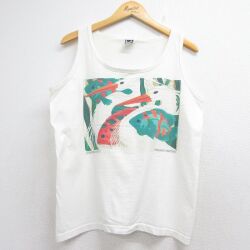 90s タンクトップ 鳥 ホワイト メンズL相当 | 古着