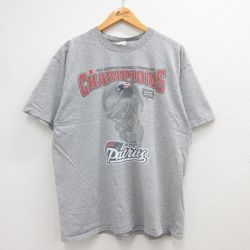 XL★古着 半袖 ビンテージ Tシャツ メンズ 00年代 00s NFL ニューイングランドペイトリオッツ 大きいサイズ クルーネック グレー 霜降り アメフト スーパーボウル 23jun09 中古