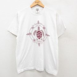 L★古着 半袖 ビンテージ Tシャツ メンズ 90年代 90s カメ クルーネック USA製 白 ホワイト 23jul11 中古