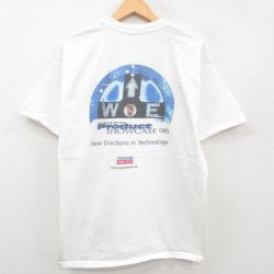 XL★古着 半袖 ビンテージ Tシャツ メンズ 90年代 90s Product SHOWCASE コットン クルーネック 白 ホワイト 23jul29 中古