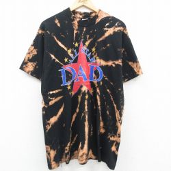 【50%OFF】XL★古着 半袖 ビンテージ Tシャツ メンズ 90年代 90s ALL ATAR DAD 大きいサイズ ロング丈 コットン クルーネック USA製 黒 ブラック ブリーチ加工 23aug03 中古