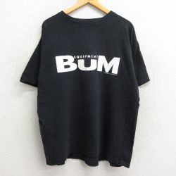 【50%OFF】XL★古着 半袖 ビンテージ Tシャツ メンズ 90年代 90s BUM コットン クルーネック 黒 ブラック 23aug21 中古