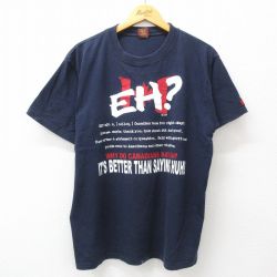 XL★古着 半袖 ビンテージ Tシャツ メンズ 00年代 00s メッセージ SAYING コットン クルーネック 紺 ネイビー 23aug04 中古