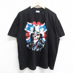 XL★古着 半袖 ビンテージ Tシャツ メンズ 90年代 90s スカル 星 サザンクロス 大きいサイズ コットン クルーネック 黒 ブラック 【spe】 23aug23 中古