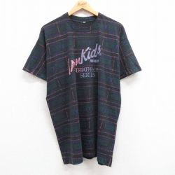 XL★古着 半袖 ビンテージ Tシャツ メンズ 90年代 90s アイアンキッズ 全面プリント 大きいサイズ クルーネック 黒 ブラック 【spe】 23aug26 中古