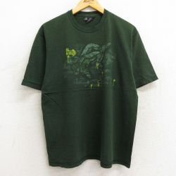 L★古着 no baundaries 半袖 ビンテージ Tシャツ メンズ 00年代 00s 人 コットン クルーネック 濃緑 グリーン 23sep02 中古