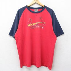 XL★古着 ナイキ NIKE 半袖 ビンテージ Tシャツ メンズ 00年代 00s カージナルス ラグラン ツートンカラー 大きいサイズ コットン クルーネック 赤他 レッド 24feb09 中古