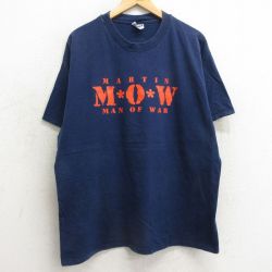 【50%OFF】XL★古着 ヘインズ Hanes 半袖 ビンテージ Tシャツ メンズ 00年代 00s MOW 11 大きいサイズ コットン クルーネック 紺 ネイビー 24feb09 中古