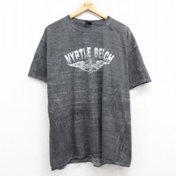 XL★古着 半袖 ビンテージ Tシャツ メンズ 00年代 00s マートルビーチ 大きいサイズ コットン クルーネック グレー 24feb10 中古
