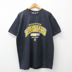 XL★古着 半袖 ビンテージ Tシャツ メンズ 00年代 00s NHL ボストンブルーインズ クルーネック 黒 ブラック アイスホッケー 24feb10 中古