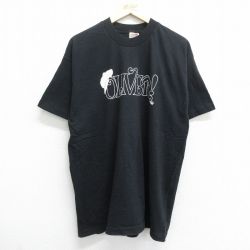 XL★古着 フルーツオブザルーム 半袖 ビンテージ Tシャツ メンズ 90年代 90s OLIVER コットン クルーネック 黒 ブラック 24feb12 中古