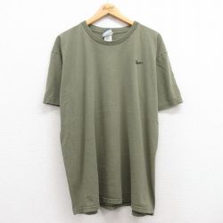 XL★古着 リーボック REEBOK 半袖 ビンテージ Tシャツ メンズ 00年代 00s ワンポイントロゴ 大きいサイズ コットン クルーネック 緑系 グリーン 24feb13 中古