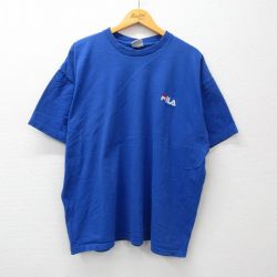 フィラ 90s 半袖Tシャツ ワンポイントロゴ ブルー XL | 古着