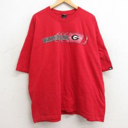 XL★古着 スターター STARTER 半袖 ビンテージ Tシャツ メンズ 00年代 00s ジョージア 大学 大きいサイズ コットン クルーネック 赤 レッド 24feb16 中古