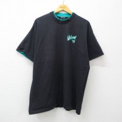 XL★古着 SIGNAL 半袖 ビンテージ Tシャツ メンズ 90年代 90s ワイルドウッド コットン クルーネック USA製 黒他 ブラック 24feb17 中古