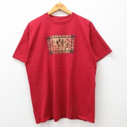 XL★古着 半袖 ビンテージ Tシャツ メンズ 00年代 00s ココペリ ホピ族 メキシコ コットン クルーネック 赤 レッド 24feb20 中古