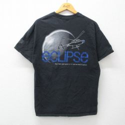 【50%OFF】L★古着 ヘインズ Hanes 半袖 ビンテージ Tシャツ メンズ 00年代 00s ヘリコプター ECLIPSE コットン クルーネック 黒 ブラック 24feb24 中古