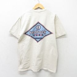 【50%OFF】L★古着 SDI 半袖 ビンテージ Tシャツ メンズ 90年代 90s redrock コットン クルーネック USA製 薄ベージュ カーキ 24feb29 中古
