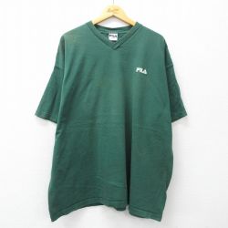 フィラ 90s 半袖Tシャツ ワンポイントロゴ グリーン XL | 古着