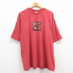 【50%OFF】XL★古着 SDI 半袖 ビンテージ Tシャツ メンズ 90年代 90s ハチ 花 大きいサイズ コットン クルーネック USA製 エンジ 24mar01 中古
