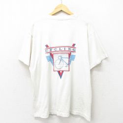 XL★古着 半袖 ビンテージ Tシャツ メンズ 90年代 90s サイクリング クルーネック 白 ホワイト 24mar01 中古