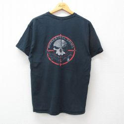 XL★古着 半袖 ビンテージ Tシャツ メンズ 00年代 00s スカル 銃 ARMS コットン クルーネック 黒 ブラック 24mar02 中古